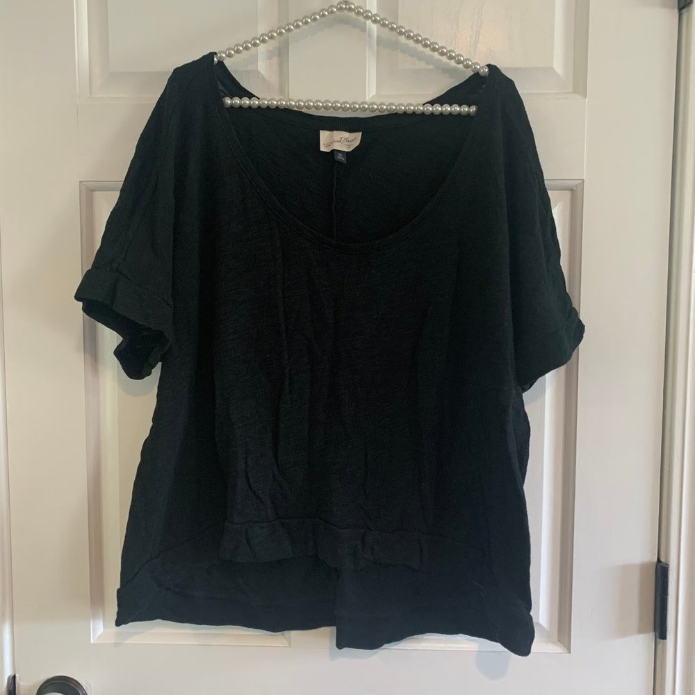 Universal Thread Ladies Plus Size 100% Cotton Black Slub Knit Top Size XXL